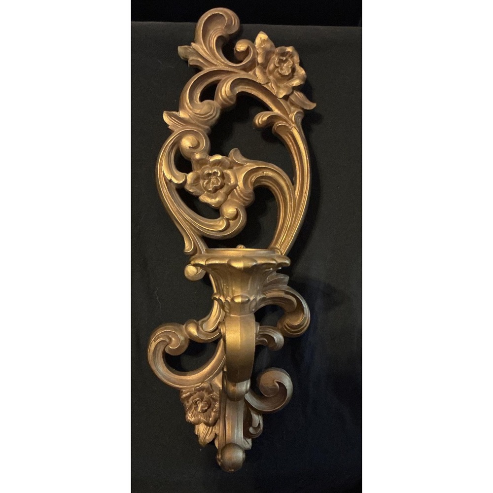 Vintage 1971 HOMCO Gold Wall Sconce #4118 Hollywood Regency Candle Holder